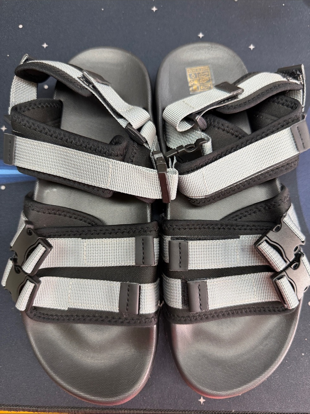 Multi strap Black Slide Sandals Sz M-9, W 10.5